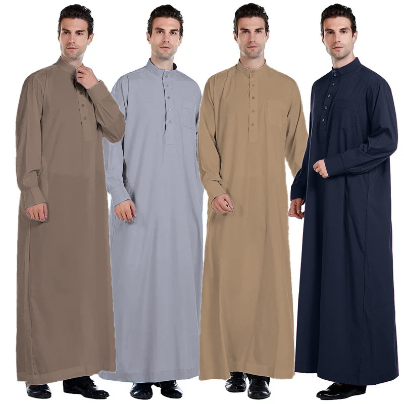 Men'S Fashion Qatar - Nieuwe Midden-Oosterse mannen thobe effen kleur