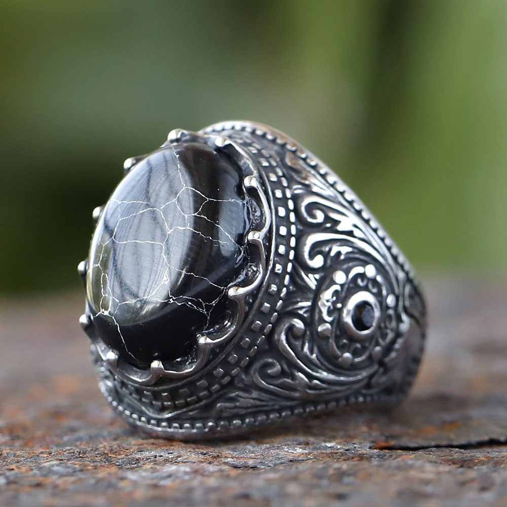Men'S Fashion Guide - Vintage Handgemaakte Turkse Zwarte Zirkoon Ringen