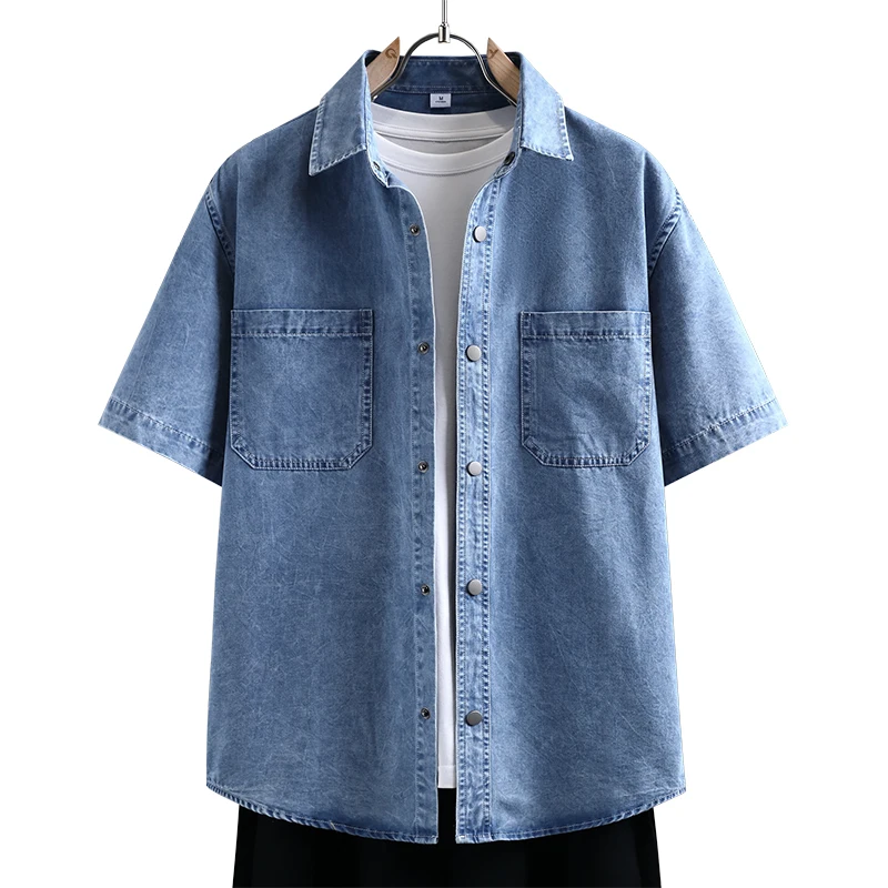 Mens Fashion Denim - Dun denim overhemd voor heren, nieuwe