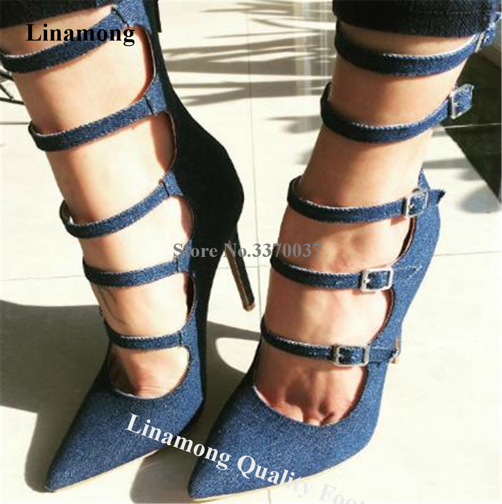 Mens Fashion Denim - Linamong Nieuwste Lente Pompen Sexy Puntschoen