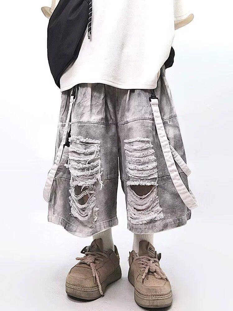 Men Fashion Jeans - Retro hiphop heren gescheurde jeans zomer