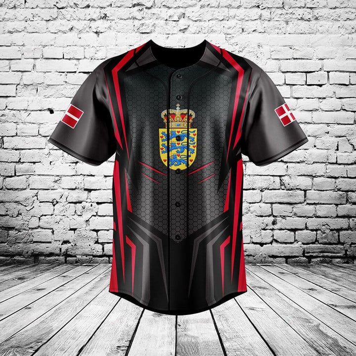 Men'S Fashion Names - Aangepaste naam Denemarken vlag grafisch knoopshirt