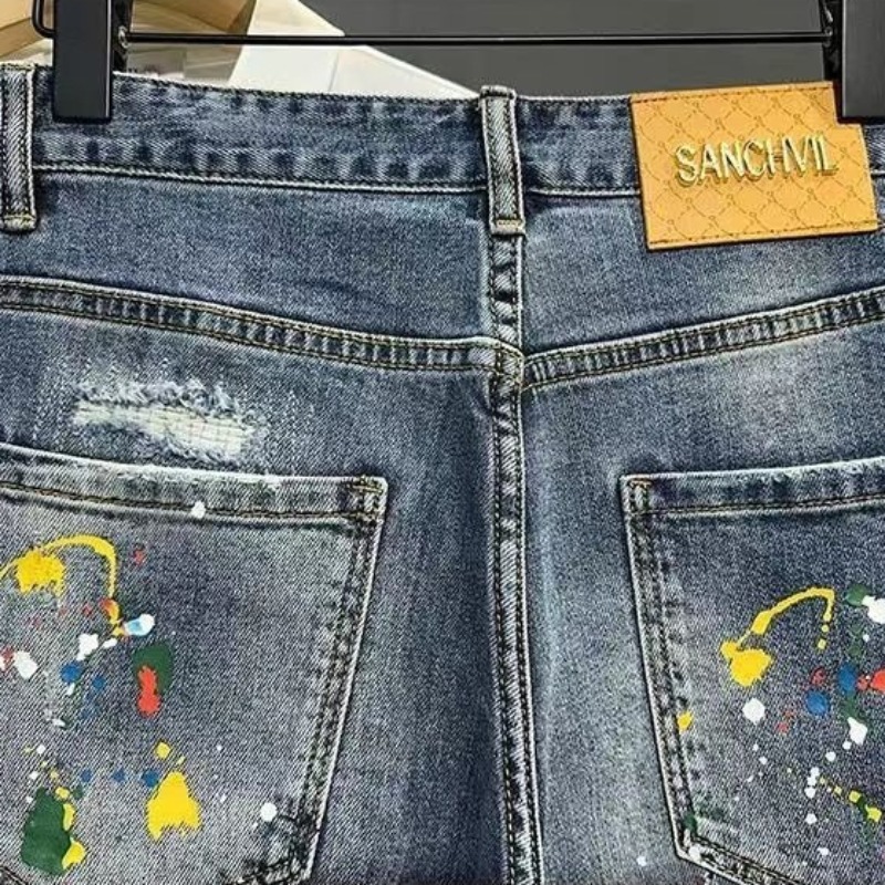 Heren korte jeans broek graffi - Men Fashion Jeans recensie en prijs