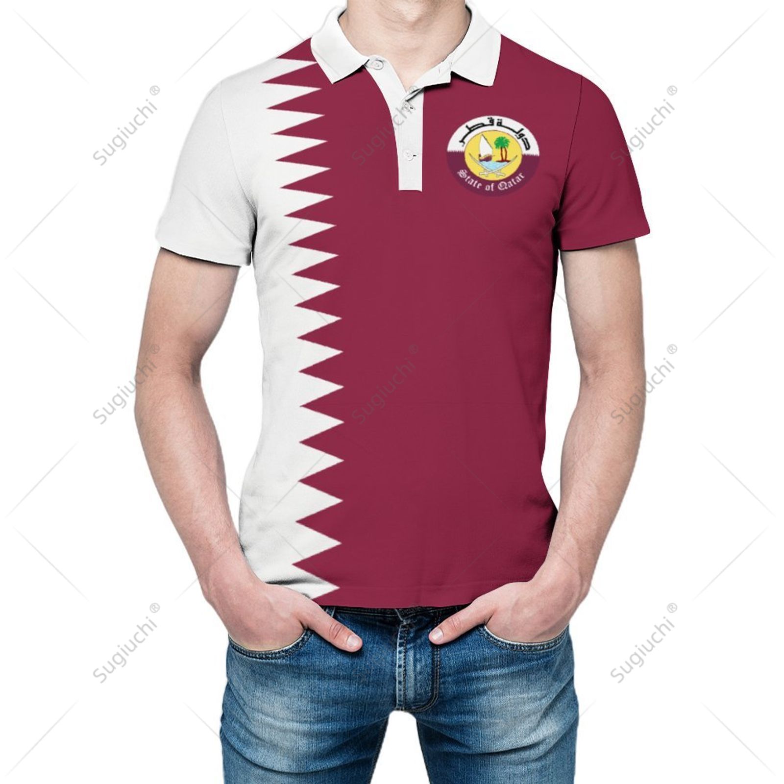 Unisex poloshirt Qatar vlag 3D - Men'S Fashion Qatar recensie en prijs
