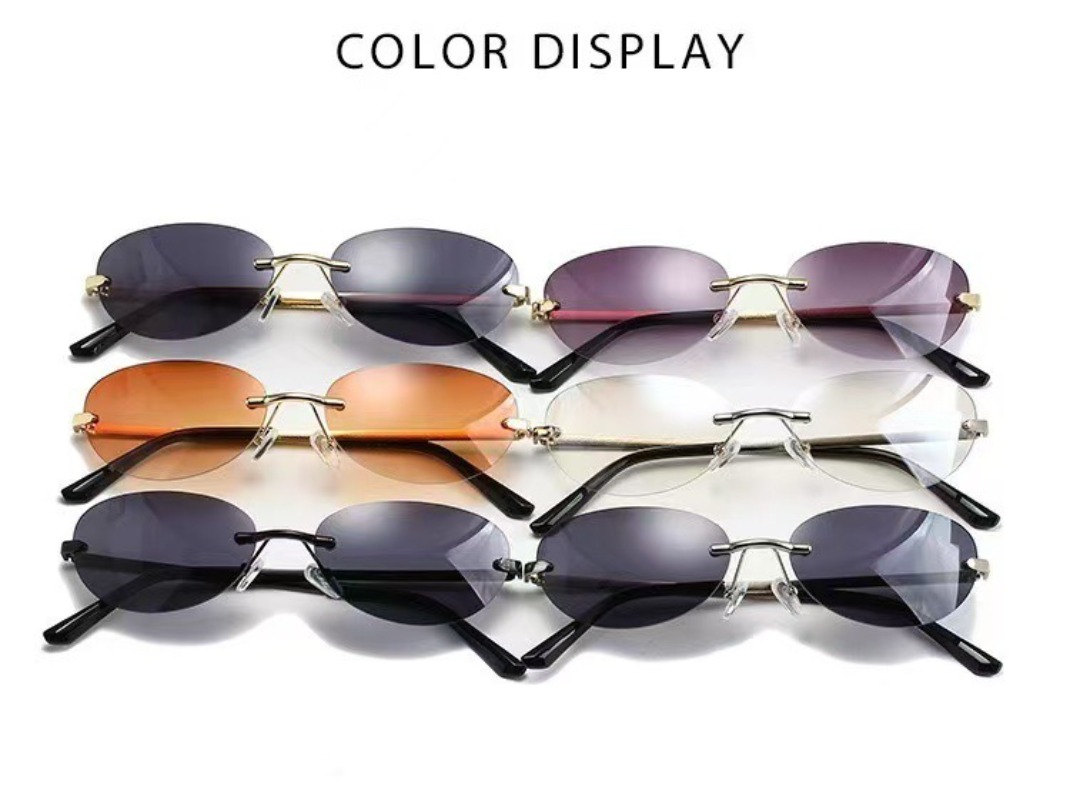 Randloze ovale zonnebril Dames - Men'S Fashion Rimless Glasses recensie en prijs