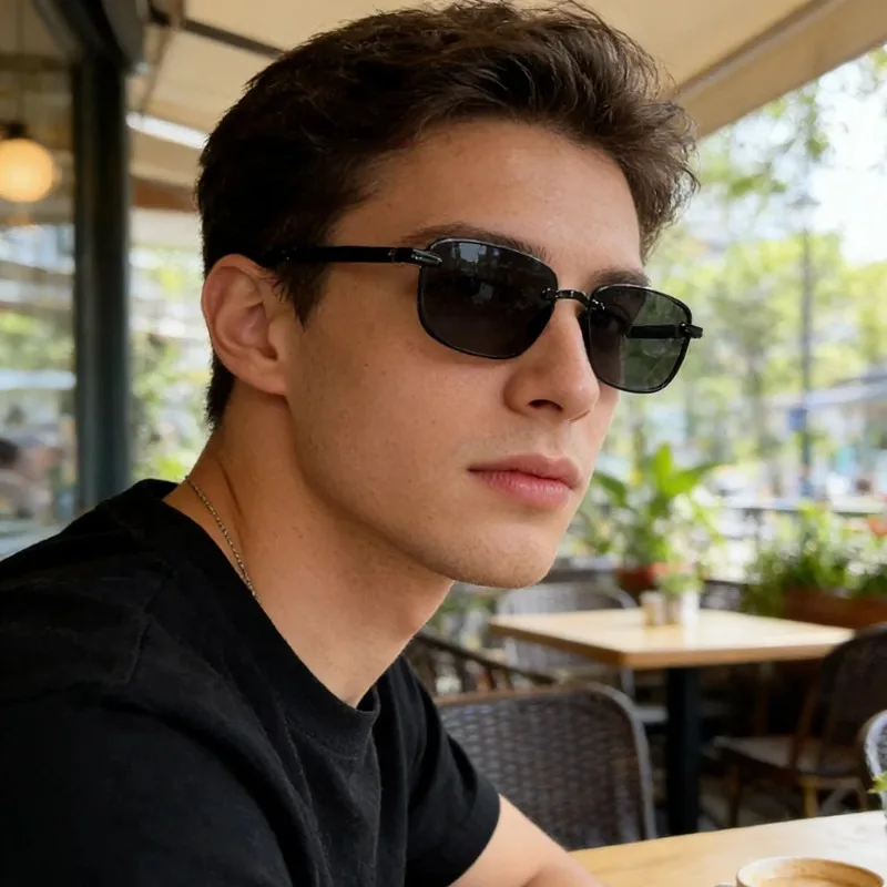 Luxe randloze vierkante zonneb - Men'S Fashion Rimless Glasses recensie en prijs