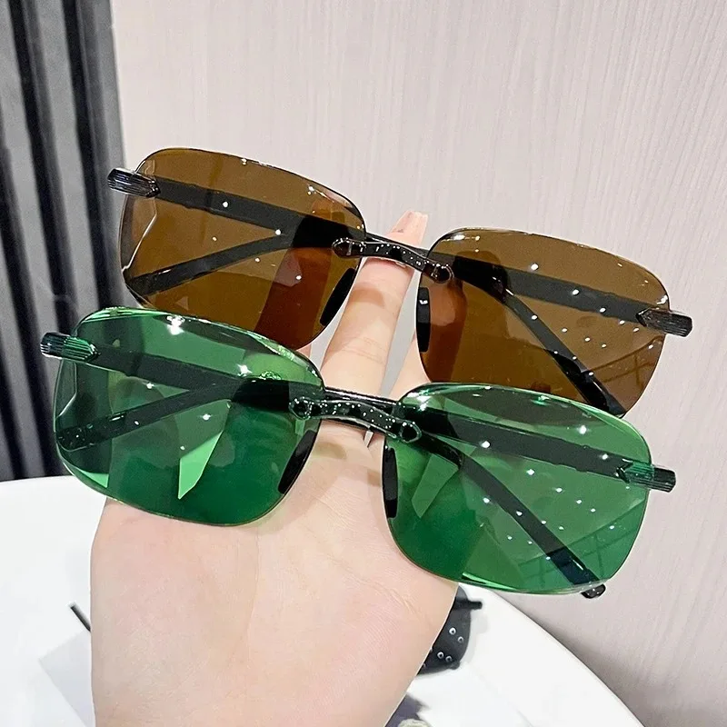 Luxe randloze vierkante zonneb - Men'S Fashion Rimless Glasses recensie en prijs