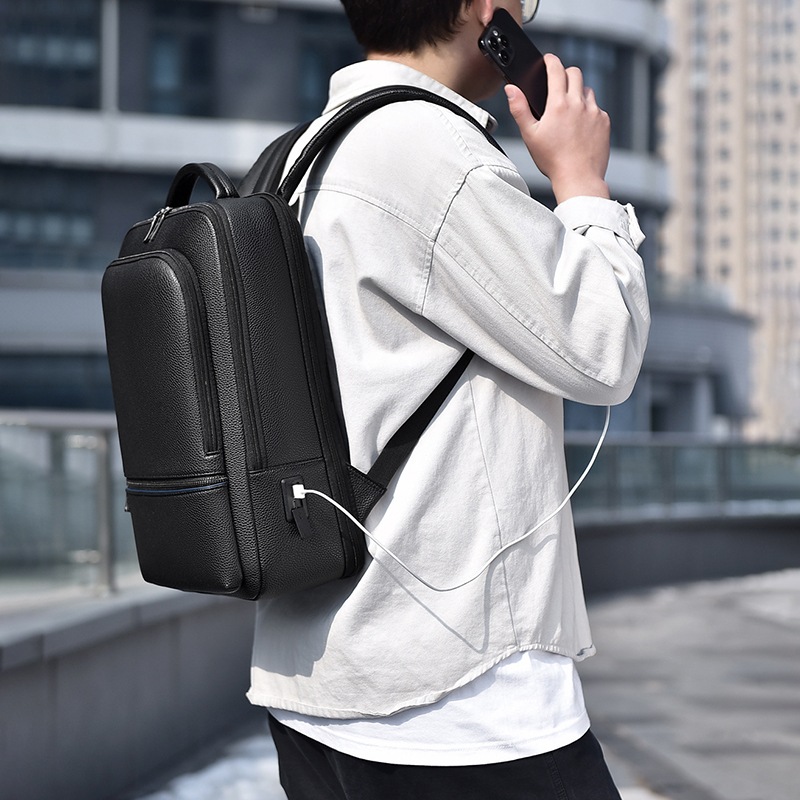 Pu Lederen Heren Rugzak Usb Op - Mens Fashion Blog recensie en prijs
