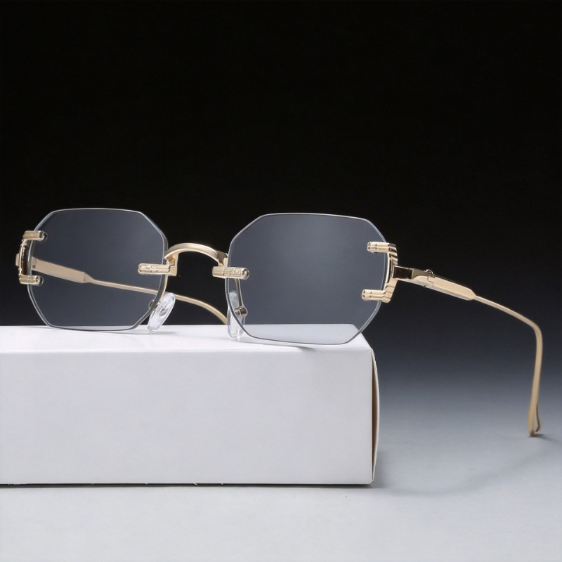 Randloze zonnebril Rechthoek M - Men'S Fashion Rimless Glasses recensie en prijs