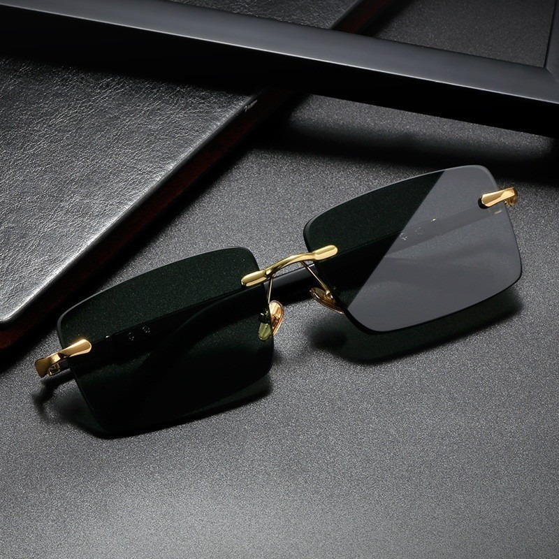 Retro zonnebrillen voor heren, - Men'S Fashion Rimless Glasses recensie en prijs